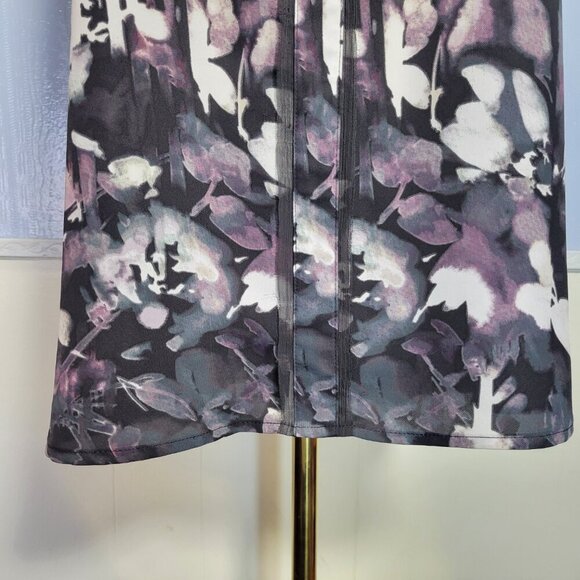 Simply Vera Small Black Pink Floral Hidden Button Dressy Shortsleeve Blouse - Picture 4 of 10